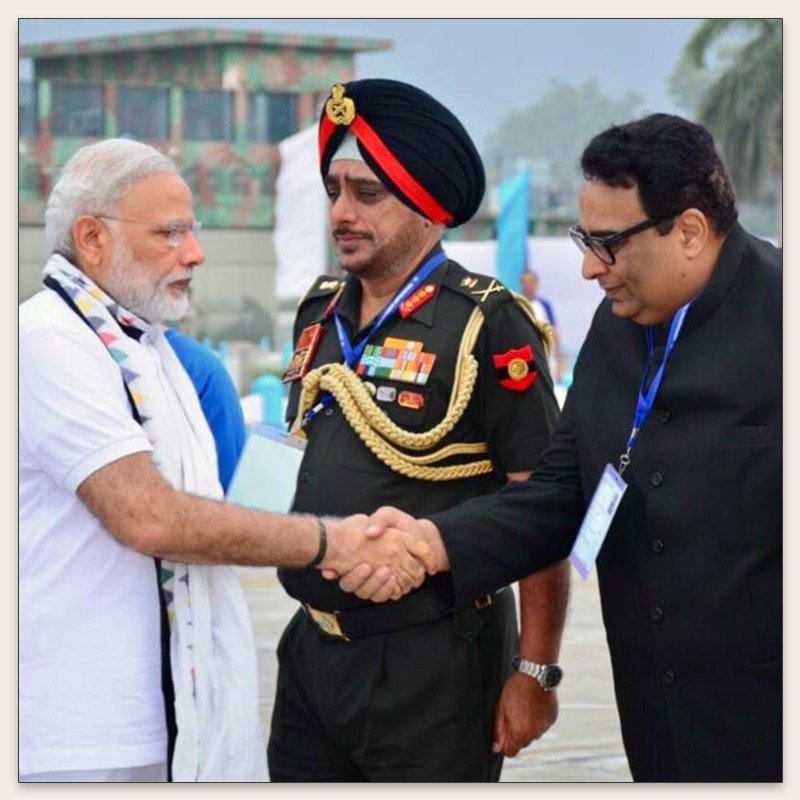 "Welcoming the Prime Minister of India."